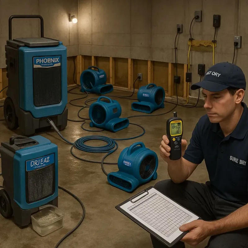 Structural Drying and Dehumidification process in Superior, AZ